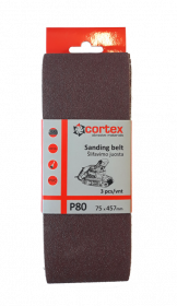 Juosta šlifavimui CORTEX P80, 75 x 457 mm, 3 vnt.