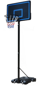 Krepšinio stovas M016, plienas, PE, juodos ir melynos spalvų, d-45 cm, aukštis: 135-305 cm, lenta: 110x70 cm, pagrindas: 90x60x15 cm.