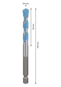 Universalus grąžtas BOSCH EXPERT HEX-9, 8 x 50 x 100 mm