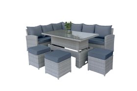 Sodo baldų komplektas NOVELLY HOME, kampinė sofa, stalas, 3 taburetės, Summer YH-025