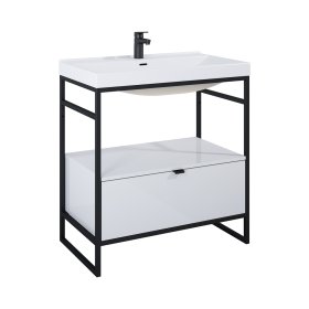 Rėmas vonios spintelei INDUS, 45,5 x 80 x 81 cm, apatinei spintelei INDUS 80, pastatomas, juodas, matinis, 168670