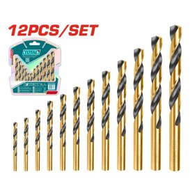 Grąžtų rinkinys TOTAL, metalui, 12 vnt. HSS, (2-8 mm), TACSD0125