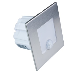 Montuojamas šviestuvas DPM Ycb177S-Pir, laiptų apšvietimui, LED, 1,2W, 4000K, 40 lm, 110°, IP20, su judesio davikliu, šviečia 13 s, plieno sp., kvadratinis