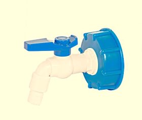 Vandens talpos IIBC rinkinys BRADAS, S60x6 adapteris su 3/4 colio PVC čiaupu ir 1/2 colio žarnos išleidimo anga 16 mm žarnai
