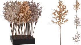 Kalėdinė dekoracija Šakelė su uogomis, metalinis paviršius, 3 skirtingos sp., 20 x 5 x 60 cm