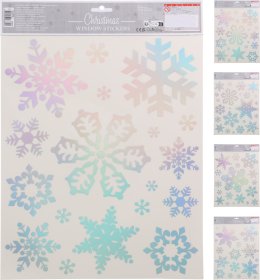 Kalėdiniai langų lipdukai, 42 x 30 cm, 4 skirtingi snaigių dizainai