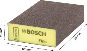 Stačiakampė šlifavimo kempinė BOSCH S471 Standard, 69 x 97 x 26 mm, smulki