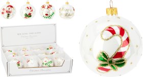 Eglutės žaisliukas, stiklas, 4 skirtingi dizainai, skersmuo 8 cm