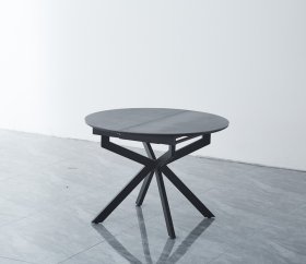 Valgomojo stalas su prailginimu, metalinis su keraminiu stalviršiu, juodos sp., 105-139 x 105 x 75 cm, TYD-05