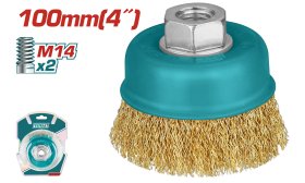 Vielinis šepetys TOTAL, diam. 100 mm, puodas, M14x2, viela 0,3 mm, TAC31041