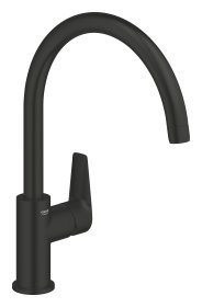 Plautuvės maišytuvas GROHE QUICKFIX START EDGE, su C-formos snapu, 360° pasukimo kampu, juodos matinės spalvos, 313692431