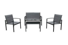 Lauko baldų komplektas LEX GLS804645, komplektą sudaro: dvivietis krėslas, 2 kėdės ir staliukas