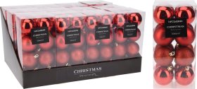 Eglutės žaisliukų rinkinys, 16 vnt., stiklas, raudonos sp., matiniai, blizgūs ir žėrintys, skersmuo 5 cm