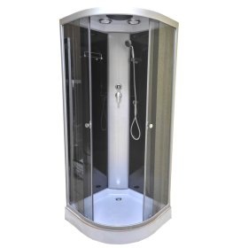 Dušo kabina ET-6023 GCH, 80 x 80 cm, ketursienė, pusapvalė, 4 mm tonuotas stiklas, 14 cm žemas padėklas    