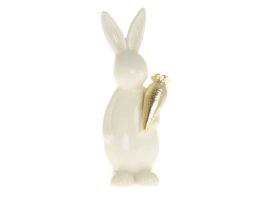 Velykinė dekoracija Zuikis Su Auksine Morka, 7 x 6 x 17 cm, keraminė