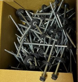 Šiferiniai sraigtai, 4,8 x 100 mm, RAL7024, t. pilka sp., cinkuoti, su 19mm EPDM tarpine, 100 vnt.