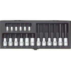 Galvučių rinkinys 1/4"+1/2" HEX 18 dalių PROXXON,