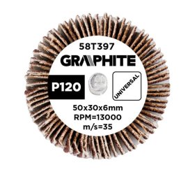 Žiedlapinis šlifavimo cilindras GRAPHITE, 50 x 30 x 6 mm, P120
