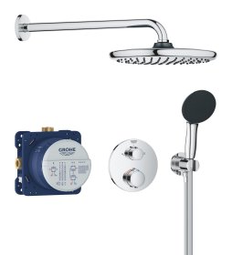 Potinkinė dušo sistema GROHE PRECISION, su termostatu, Vitalio Start 250mm lietaus galva ir 2-jų srovių 110mm dušeliu, chromo spalva, 34883000