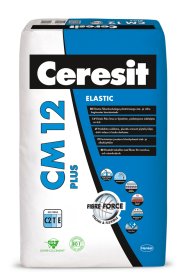 Plytelių klijai CERESIT CM12 ELASTIC PLUS, C2 TE, vidaus ir išorės darbams, 25 kg