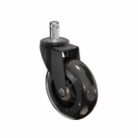 Biuro kėdės ratukai WALTECO, diametras 75 mm, kaištis 11 mm, skaidrūs, apkrova 60 kg, 5 vnt.