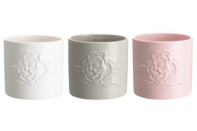 Kambarinis keraminis vazonas 4Living Rose, pilkos sp., 13,5 x 13,5 x 12,5 cm.