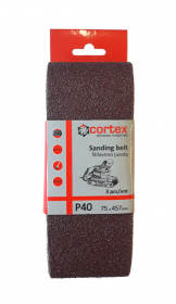 Juosta šlifavimui CORTEX P40, 75 x 457 mm, 3 vnt.