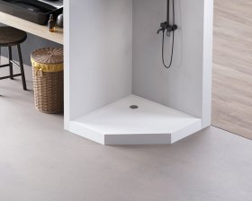 Dušo padėklas HARMONY Laut HAR-0110, 80 x 80 x 11,5 cm, akrilinis, penkiakampis, baltas