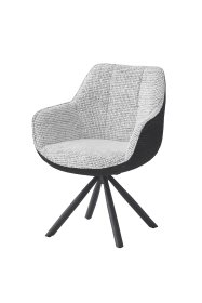 Valgomojo kėdė, metalinis rėmas apmuštas minkštu audiniu, pilkos/juodos sp., 61,5 x 62,5 x 86 cm, D094