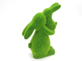 Velykinė dekoracija Du Zuikiai, 29,5 x 19 cm, keraminė, padengtas flock tipo medžiaga