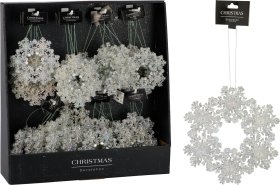 Kalėdinė dekoracija Snaigių vainikas, pakabinama, sidabrinės sp., 12 cm.