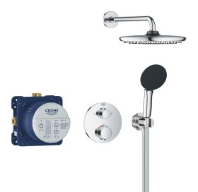 Potinkinė dušo sistema GROHE PRECISION, su termostatu, Vitalio Start 250mm lietaus galva ir 2-jų srovių 110mm dušeliu, chromo spalva, 34883000