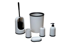 Vonios aksesuarų rinkinys RIDDER PLAIN, pastatomi, balti, 6 dalys, PP, 2018901
