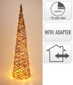 Kalėdinė LED dekoracija Eglutė, geležies viela, šiltos baltos sp., skaidrus kabelis 500 cm, 20 x 20 x 80 cm, lauko naudojimui