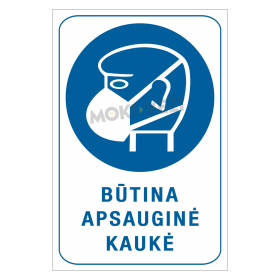 Informacinis ženklas, būtina apsauginė kaukė, 150 x 220 mm, lipdukas