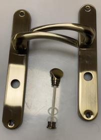 Durų rankena KUHINOKS Agra, 72 mm, WC, su plokštele, KAG_413A, bronzos sp.