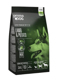 Sausas šunų ėdalas PRIMADOG, ėriena-bulvės visiems suaugusiems šunims 2 kg