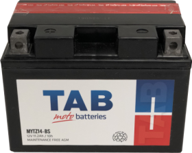 Akumuliatorius TAB, AGM, motociklinis, YTZ14S, 11, 2AH, 12V A, 150 x 88 x 110 mm, starterinis, rūgštinis, poliariškumas -+