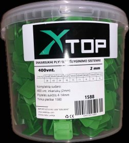 Plytelių inkarai XTOP, 2 mm, plytelių išlyginimo sistemai, komplekte 400 vnt.