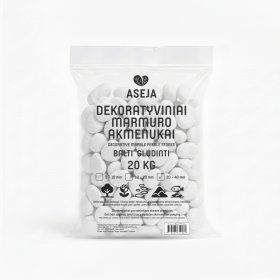 Dekoratyviniai marmuro akmenukai ASEJA, balti, gludinti, 20-40 mm, 20 kg