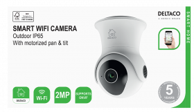 Išmanioji stebėjimo kamera DELTACO Smart Home Sh-Ipc08, WiFi, motorizuotas pakėlimas ir pasukimas, 2 krypčių garsas, lauko, IP65, 2 MP, ONVIF, IR naktinis matymas, baltos sp.