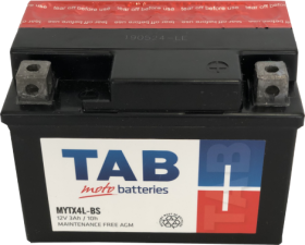 Akumuliatorius TAB, AGM, motociklinis, YTX4LBS, 3AH, 12V, A, 113 x 70 x 85 mm, starterinis, rūgštinis, poliariškumas -+