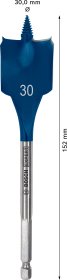 Plunksninis grąžtas BOSCH, 30 x 152 mm