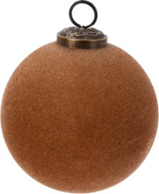 Eglutės žaisliukas, flokuotas stiklas, rusvos sp., skersmuo 10 cm