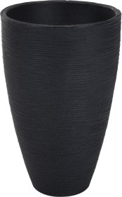 Plastikinis lauko vazonas, ovalus, antracito sp., skersmuo 28 cm., aukštis 43 cm