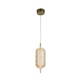 Pakabinamas LED šviestuvas SEARCHLIGHT Capsule, 19W, 230V, 3000K, 2128lm, satino spalvos žalvario metalo ir akrilo gaubtas, dimeriuojamas, 150 x 150 x 410 mm, maksimalus aukštis 1500 mm, 28803SB