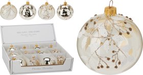 Eglutės žaisliukas, stiklas, 4 skirtingos sp., skersmuo 8 cm