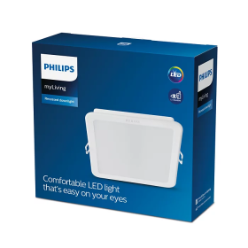 Montuojamas šviestuvas panelė PHILIPS Meson, įleidžiama, LED 12,5 W, 4000 K, 1300 lm, kvadratinė, baltos sp., 140 x 140 mm