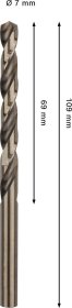 Grąžtas metalui BOSCH HSS-Co, DIN 338, 7 × 69 × 109 mm
