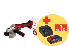 Akumuliatorinis kampinis šlifuoklis EINHELL AXXIO 18/125 Q Solo, 18 V, bešepetėlis variklis, švelnus startas, maks. disko skresmuo 125 mm, beraktis diskų keitimas, be akumuliatoriaus ir kroviklio